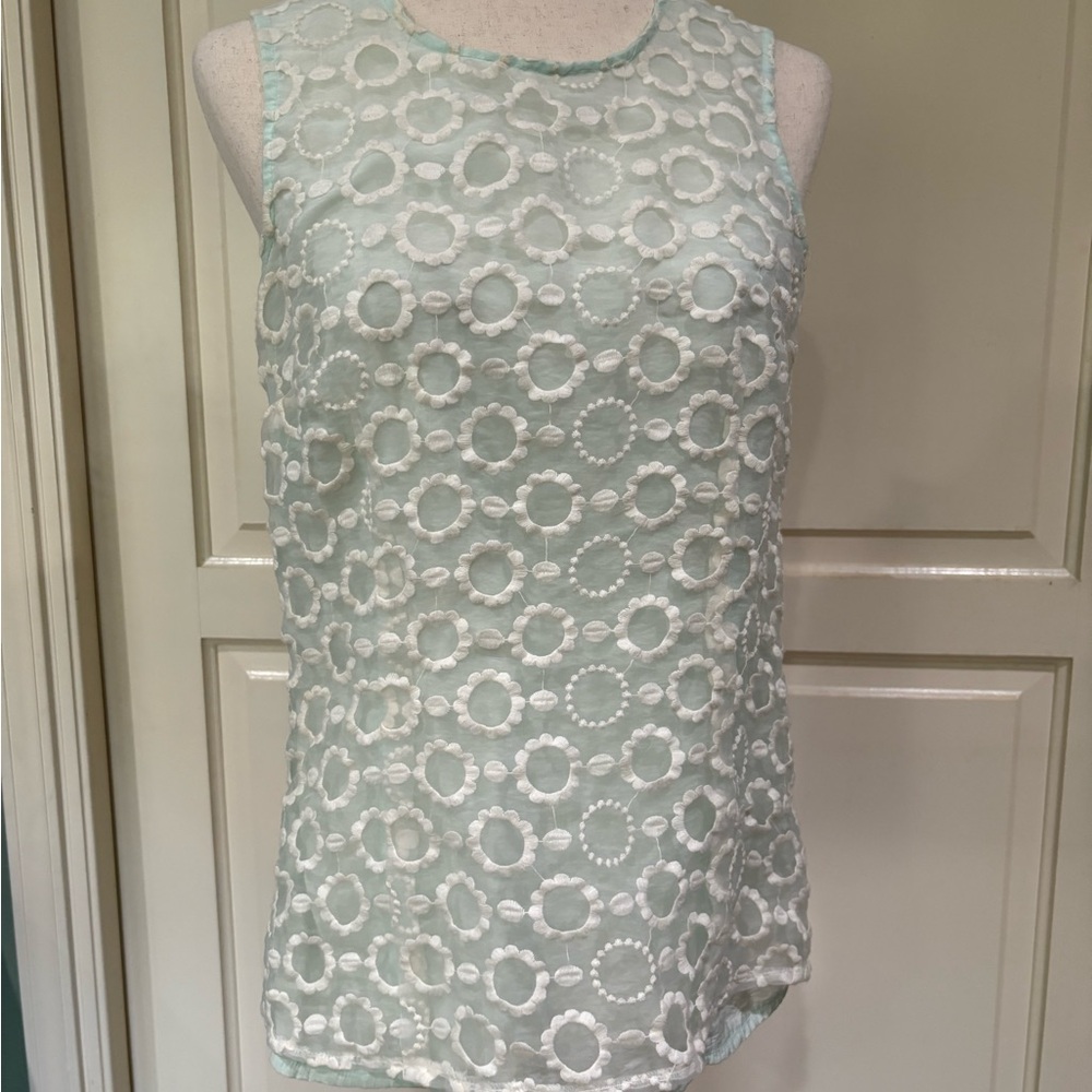 Van Heusen Sleeveless Top - Mint Green and White